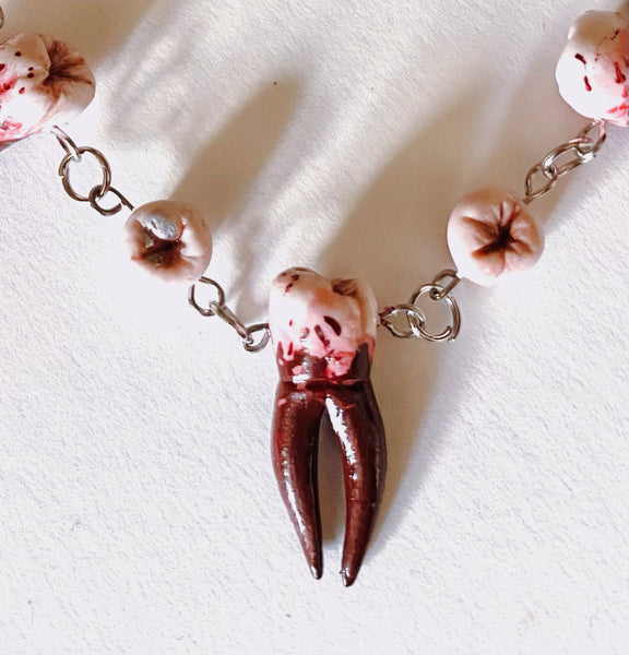 Rose Gold Vermeil Victorian Setting Human Tooth Necklace – Loved To Death